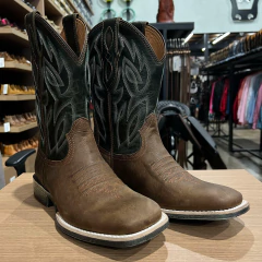 BOTA TEXANA VIMAR MASCULINA COURO LEGITIMO FOSSIL CASTANHO/VERDE - SELARIA GUIMARÃES