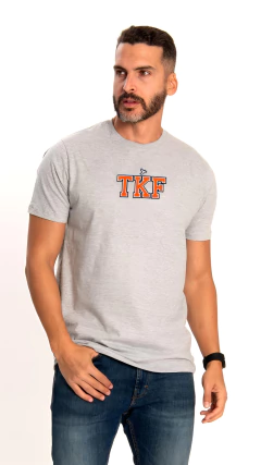 CAMISA MASCULINA THANKFIELD MESCLA BORDADA LOGO TKF LARANJA