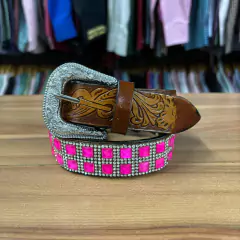 CINTO INFANTIL FEMININO EM PEDRARIA ROSA LUXO E STRASS FOLHA na internet