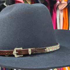 BANDINHA COURO LEGITIMO PEDRARIA ROSÊ DIAMANTADA FURTA COR - SELARIA GUIMARÃES