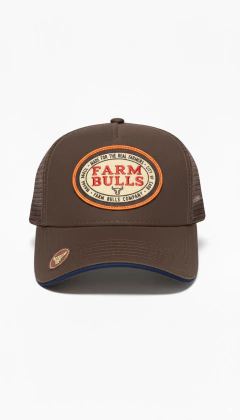 BONÉ FARM BULLS MARROM PATCH OVAL VERMELHO ESTILO COUNTRY - comprar online