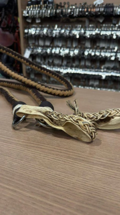 RÉDEA LÃ TRANÇADA MARROM COURO CRU SELARIA GUIMARÃES - loja online