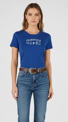 T-SHIRT BABY LOOK THANKFIELD BORDADA TKF AZUL ROYAL