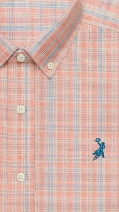 CAMISA MASCULINA MANGA LONGA AUSTIN WESTERN XADREZ ROSA AZUL - loja online