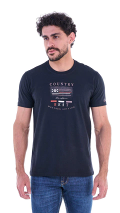 CAMISA MASCULINA OX HORNS PRETA ESTAMPADA