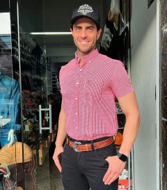 CAMISA TXC MASCULINA XADREZ MANGA CURTA VERMELHA E BRANCO - comprar online