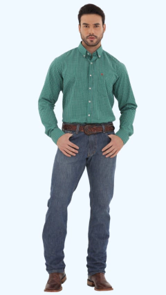 CAMISA TXC MASCULINA CUSTOM XADREZ MANGA LONGA VERDE - SELARIA GUIMARÃES