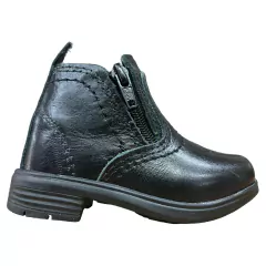 Botina Infantil Durona Zíper De Couro Preta