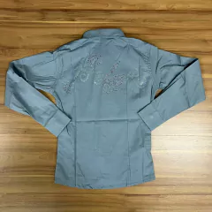 CAMISETE WEST COUNTRY INFANTIL CINZA BORDADO FRENTE E COSTAS - SELARIA GUIMARÃES