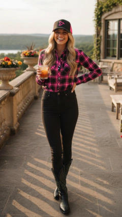 BONÉ THANKFIELD ORIGINAL TELA ROSA / PRETO BORDADO FRONTAL na internet