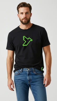 CAMISA THANKFIELD MASCULINA BASICA PRETO SILKADA LOGO VERDE - comprar online