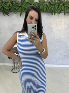 Vestido midi listrado | golinha polo - loja online