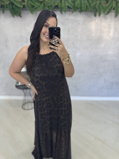 Vestido longo tule | animal print
