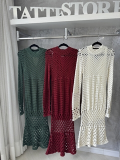 SALDO • Vestido tricot furadinho | com forro - Tatte Store