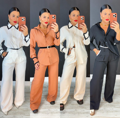 Conjunto duo color | camisa + calça pantalona na internet
