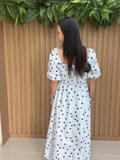 Vestido tricoline | manga curta bufante - Tatte Store