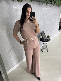 SALDO • Conjunto canelado ana ruga | calça + tee alongada - loja online