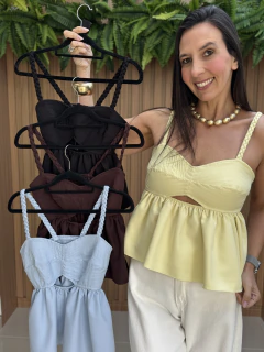 Blusa alfaiataria peplum | alça trançada
