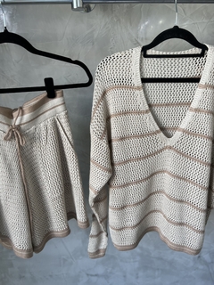 SALDO • Conjunto tricot bicolor | blusa + shorts