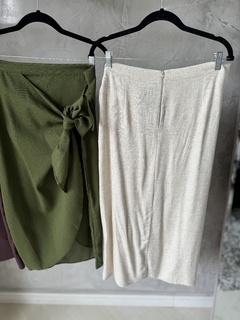 Saia midi linho | amarração - Tatte Store