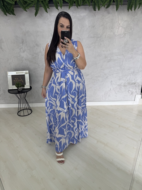 SALDO • Vestido longo estampado | detalhe transpassado - comprar online