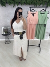 Conjunto linho | blusa-cropped + saia midi - comprar online