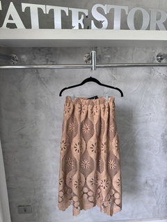 Saia midi renda | marrom - loja online