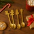 Conjunto 4 Colheres de Sobremesa Natalinas em Inox Dourado