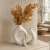 Dupla de Vasos Decorativos Off White com Folhagem Dourada