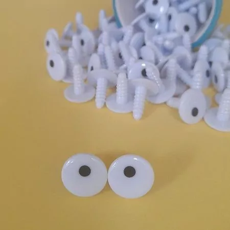 Olhos 15mm Pupila Preta (10 pares)