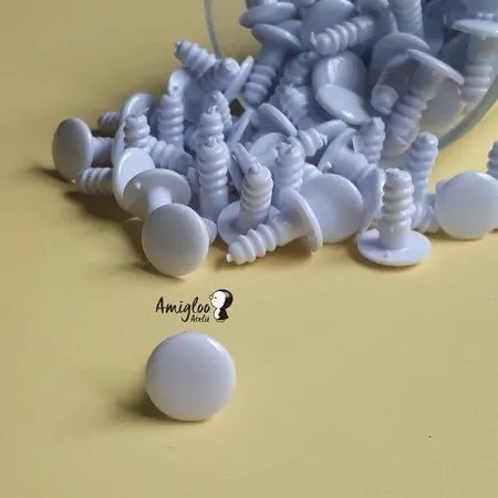 Olho Redondo Chato 12mm - Branco (10 pares)