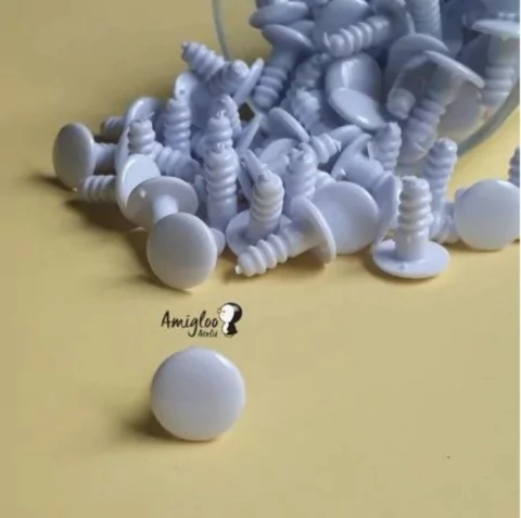 Olho Redondo Chato 16mm - Branco (10 pares)