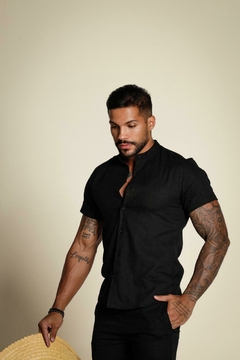CAMISA DE LINHO MASCULINA PRETO - comprar online