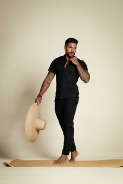 CALÇA LINHO MASCULINA - PRETO - comprar online