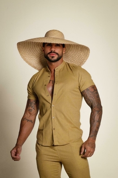 CAMISA DE LINHO MASCULINA CARAMELO - comprar online