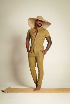 CALÇA LINHO MASCULINA - CARAMELO - comprar online