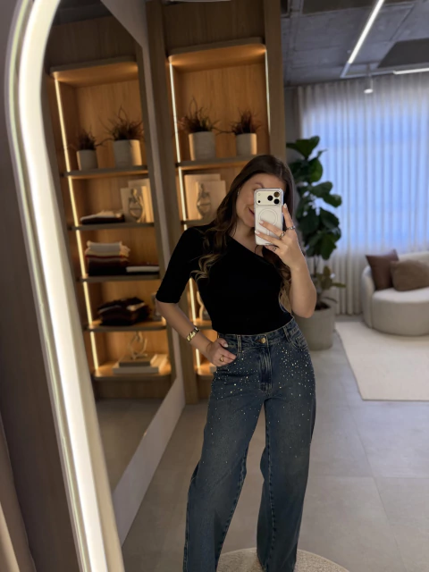 Calça Wide Leg Cós Médio 022476 - comprar online