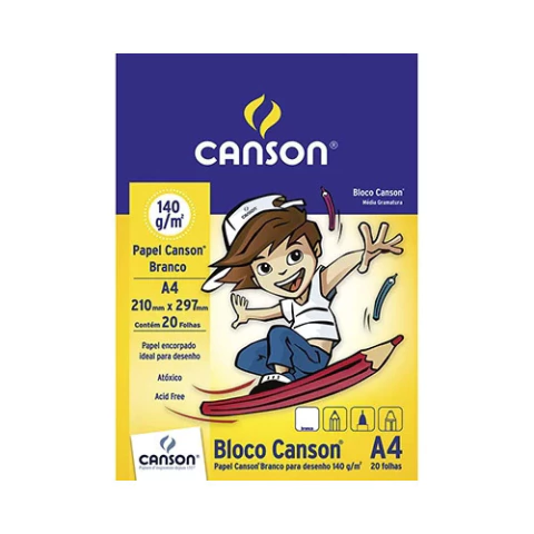 Bloco Desenho Branco Infantil 20Fls A4 140GM2 Canson
