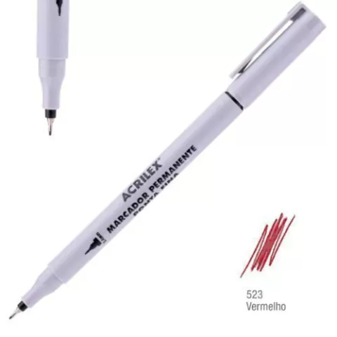 Marcador Permanente Ponta Fina Vermelho 523 Acrilex