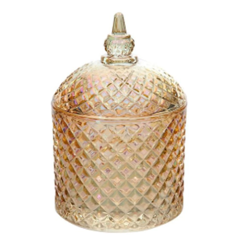 Pote Potiche Vidro Decorativo 14x9,5cm Âmbar