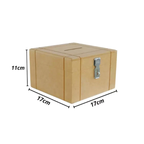 Cofre Cadeado Riscado Mdf - 11x17x17cm