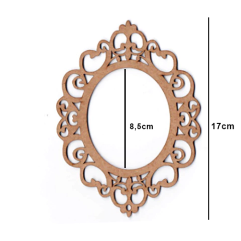 Placa Oval Trabalhada Lisa em Mdf - 17cm N6