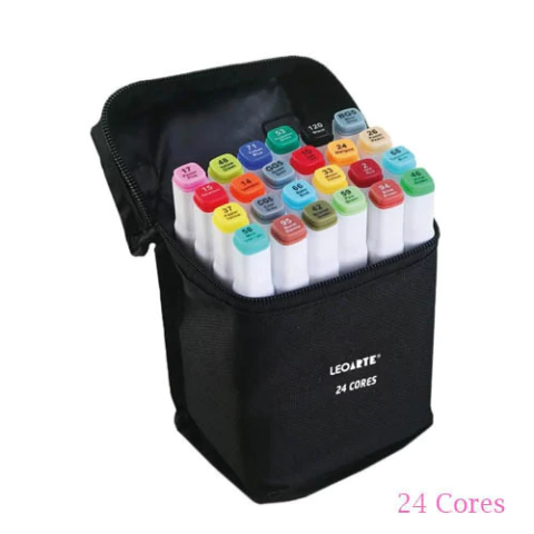 Marcador Profissional e Artístico 2 Pontas Bobbie Goods Com Estojo 24 Cores LEOARTE - comprar online