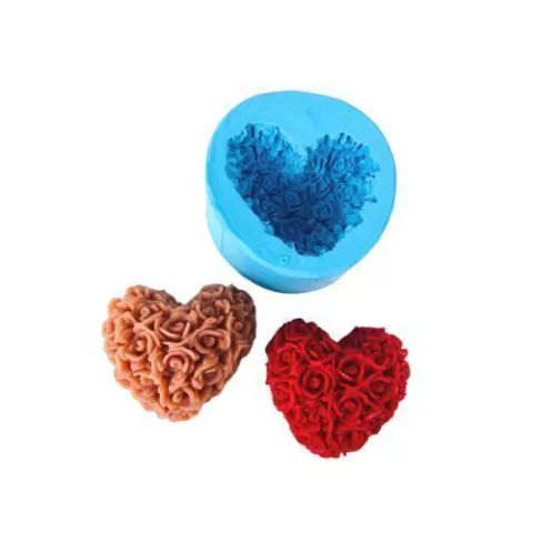 Molde de Silicone Coração De Rosas
