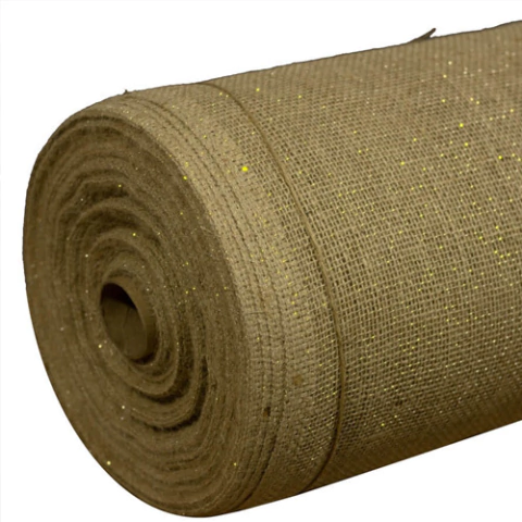 Tela de Juta P-9/100 Com Fio de Ouro 50 Cm