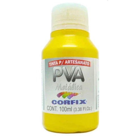 Tinta PVA Metálica 100ml Corfix - 395 Amarelo