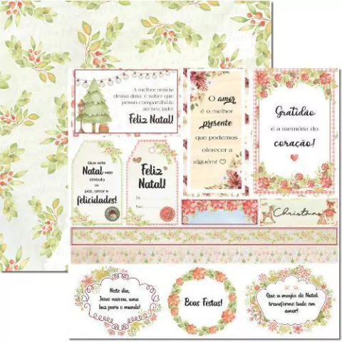 Papel para Scrap Impresso frente e verso. Ideal para trabalhos artesanais, como forração de caixa, scrapbook, scrapdecor e outros artesanatos em geral.  Acid Free Papel: 180gr.  1 unidade  Altura: 30,5cm Largura: 30,5cm