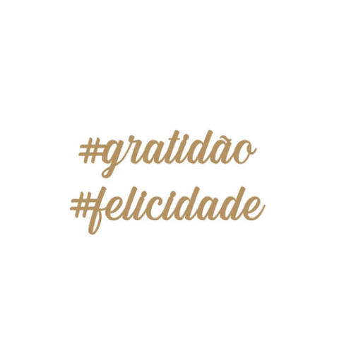 MDF Aplique Palavras Gratidão e Felicidade LR-904 Arte Fácil