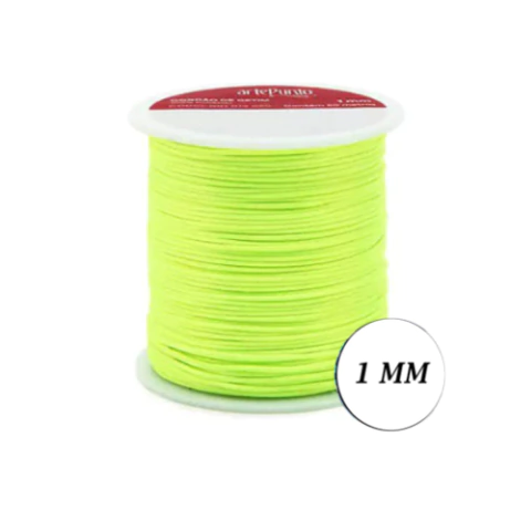 Cordão de Cetim Rabo de Rato 1mm - 50 Metros Amarelo Neon