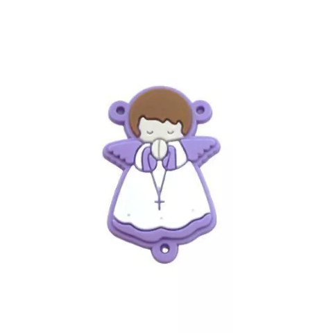 Aplique Emborrachado Para Terço Anjo Rezando - Lilás